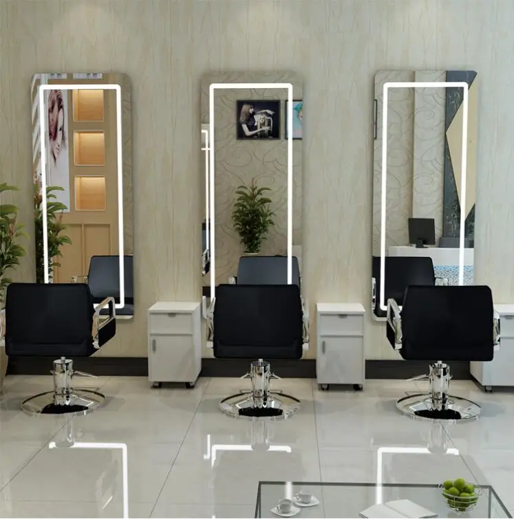 Online celebrity barber shop special mirror cabinet integrated hairdressing with lamp luminous mirror table hair salon photo stu