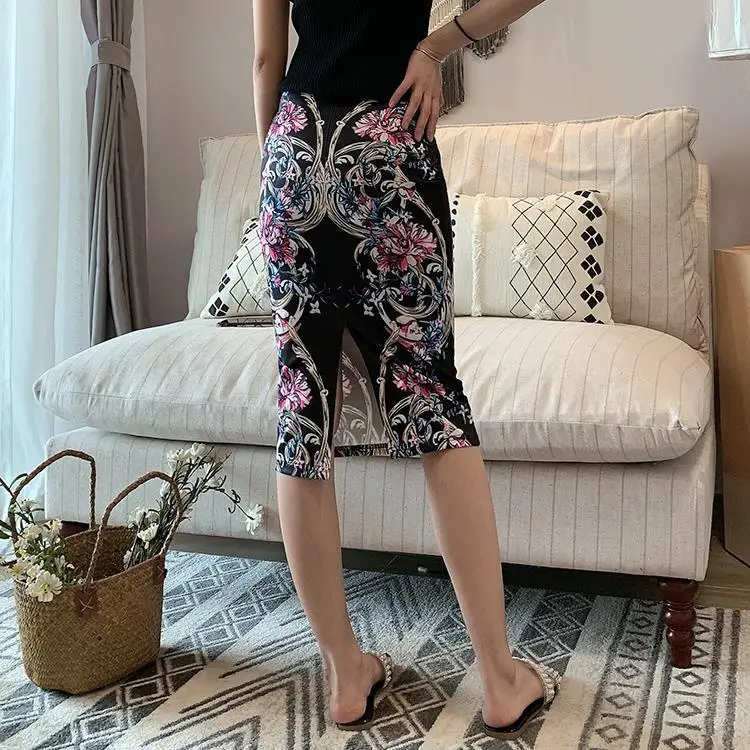 High Waist  Slim-Fit Printed  Ol over-the-Knee Stretch Skirt Woman Skirts Mujer Faldas Saias Mulher Woman Skirts Faldas Jupe