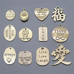 10pcs Charm Dreaming Of the Sea Always Love Plates Antique Bronze Color Plates Pendant Charm Message Charm Jewelry Accessories