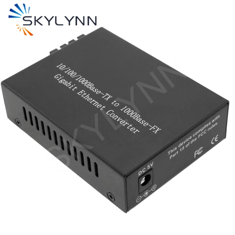 5 PCS Media Converter Multimode Optical Fiber 1000 Mbps RJ45 to SC 2Km Transmission Distance 550-1310nm Wavelength