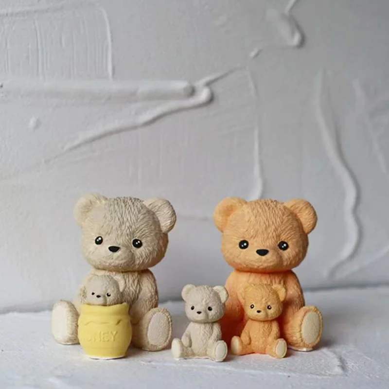 Honey bear plaster mold Silicone Molds for Aromatherapy Gypsum 3D Bear Baby Cement Decor Clay Mold