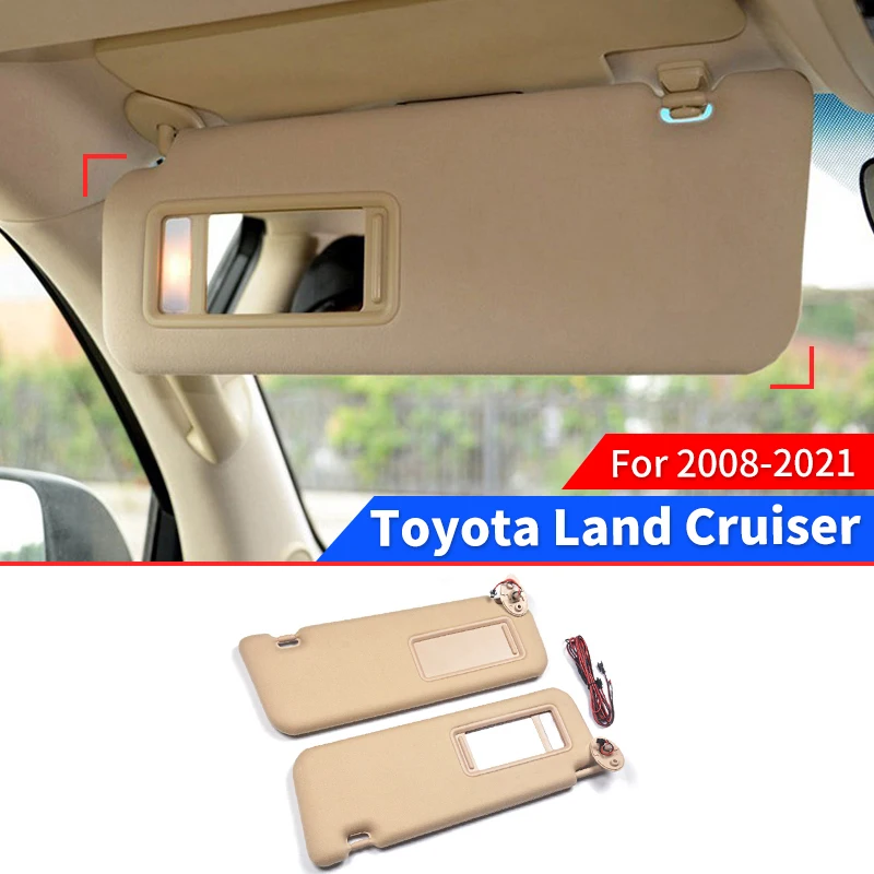 For 2008-2021 Toyota Land Cruiser 200 Modified Sun Visor Windshield Main Co-Pilot Cosmetic Mirror LED Light Original Accessories