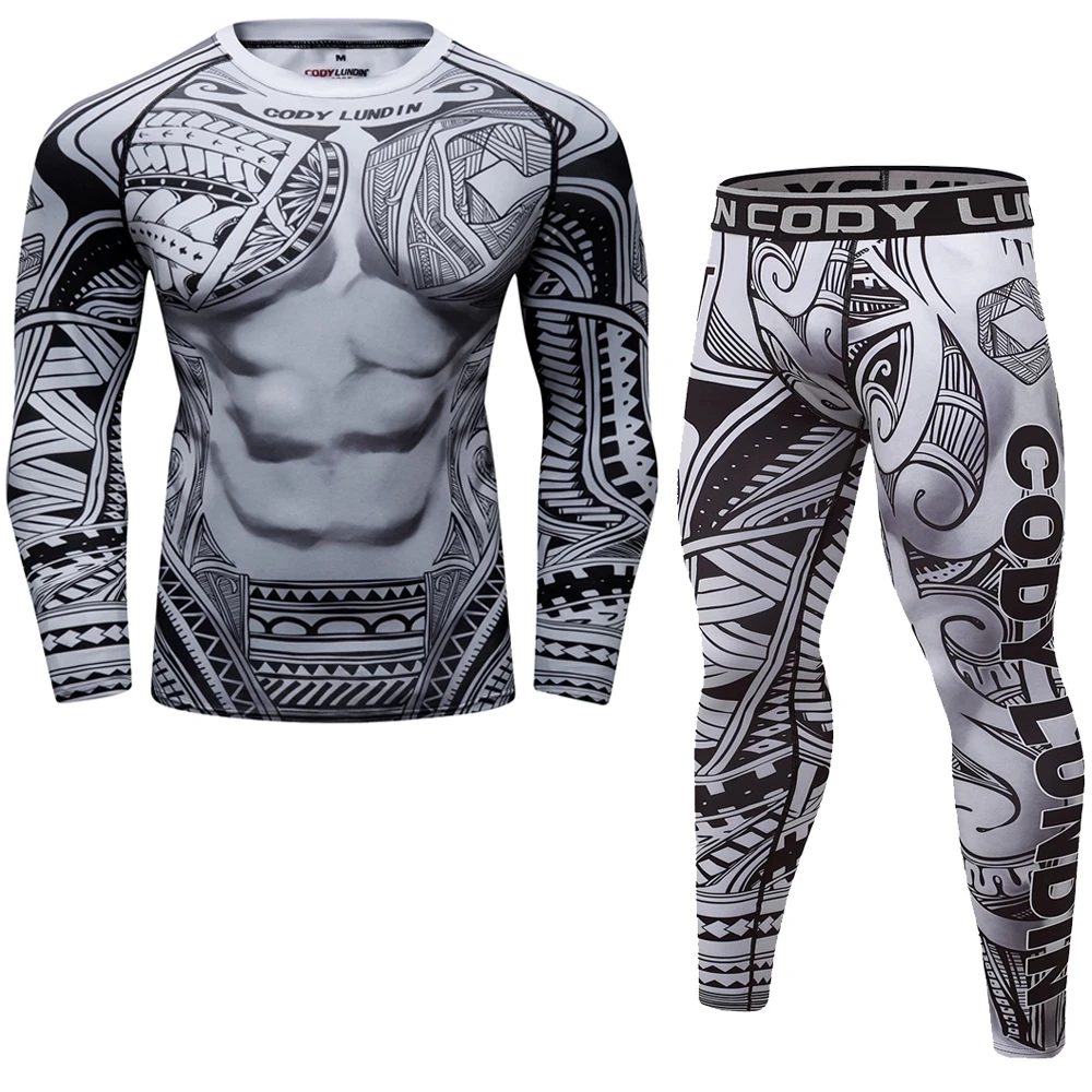 Rashguard MMA t-shirty + spodnie spodenki Muay Thai BJJ wysypka straży dres koszulki bokserskie MMA kompresja mężczyźni Kickboxing Sport garnitur