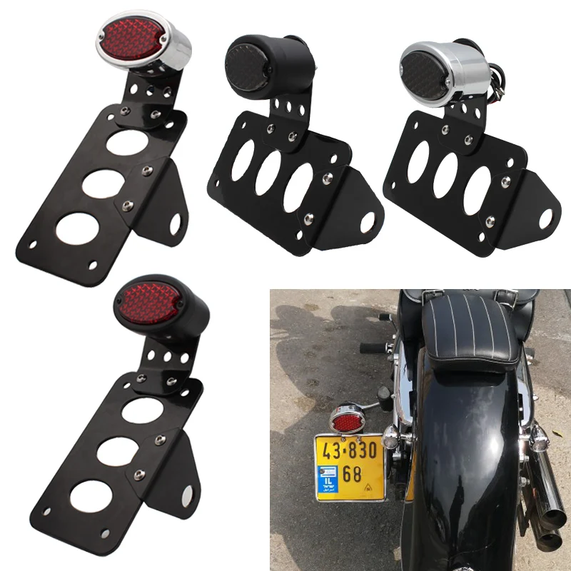 Mocowanie boczne motocykla światło tylne LED w/numer rejestracyjny licencji uchwyt do harleya Sportsters Bobber Chopper tylne światło Stop