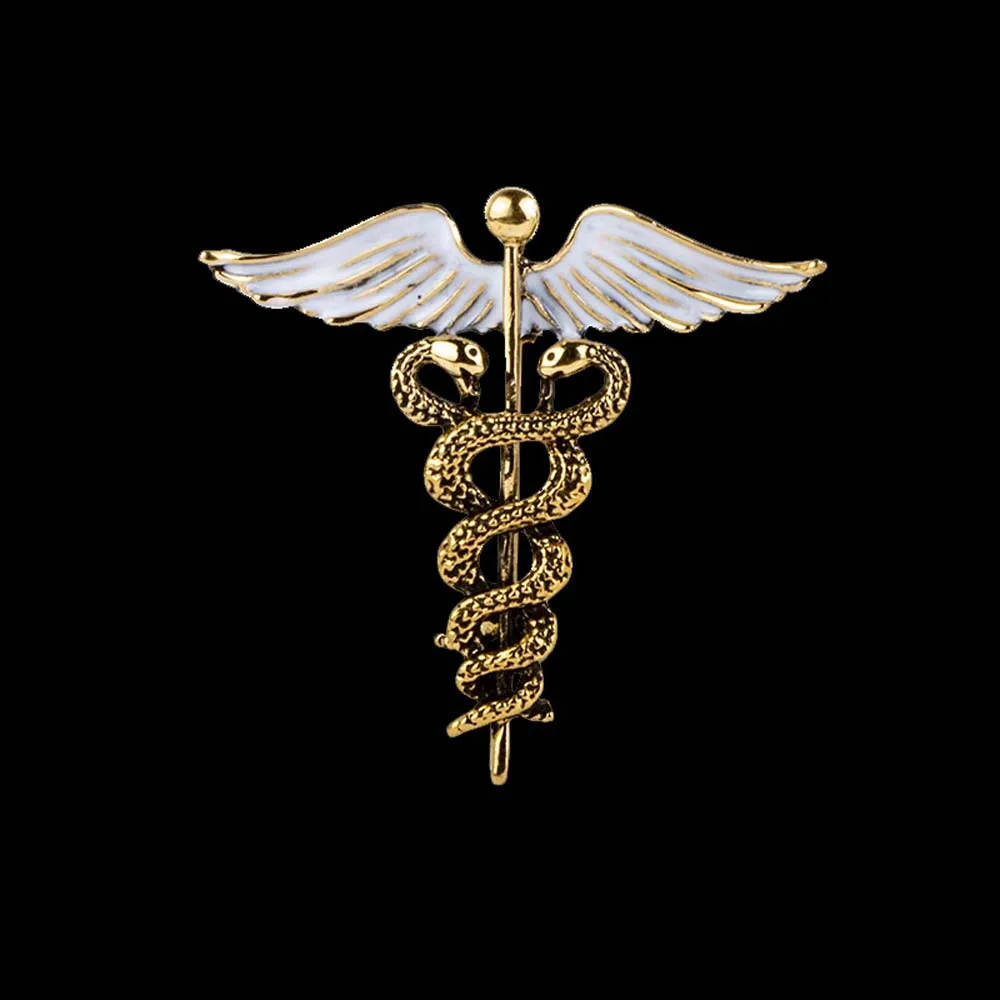 1Pc Crystal Caduceus Pins Badge Brooches Lapel Pin Medicine Symbol Gifts For Nurse Doctor Medical Students Brooch