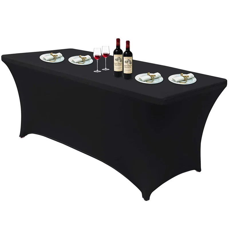 Black White Pink High Stretch Tablecloth Wedding Party Beauty Salon Massage Elastic Hotel Birthday Rectangular Table Cover