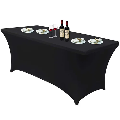 Imagen 2 del producto Mantel elástico negro, blanco y rosa, para boda, fiesta, salón de belleza, masaje, elástico, Hotel, cumpleaños, cubierta de mesa Rectangular