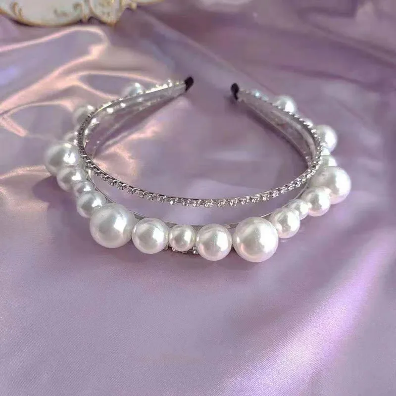 

Big Pearl Crystal Headband Ins Fashion Girls Hairband For Party Gem Hair Band Luxury Headbands Hair Accessories For Wholesale