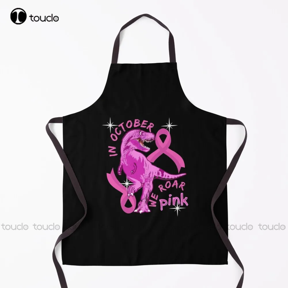 in october we wear pink, Dinosaurs family, Breast Cancer Support Squad Apron Women Waist Aprons Custom Cooking Aprons Adult