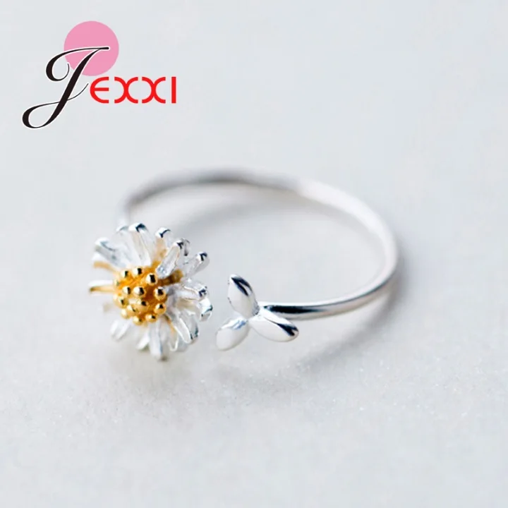 

New Arrival Beautiful Literary Fashion Silver Not Allergic Daisy Flowers Exquisite Female Gift Opening Rings