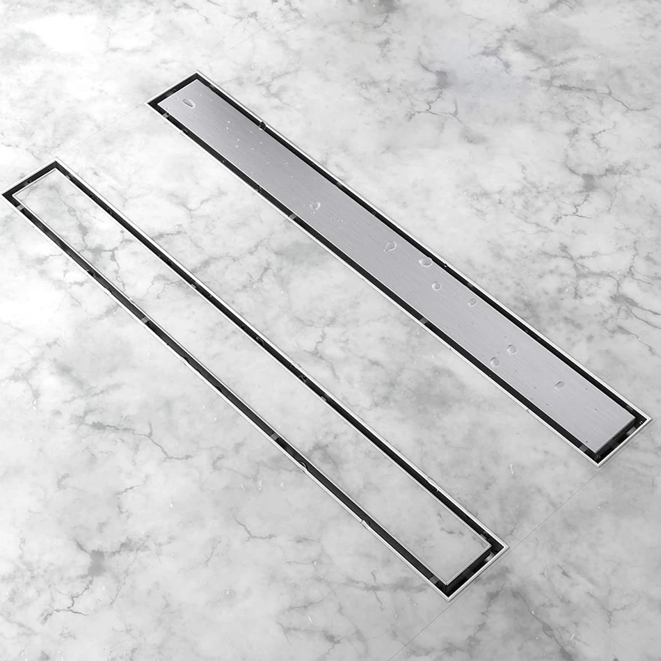 

304 Stainless Steel Floor Drain Rectangular Anti-Odor Long Linear Drainage Invisible Bathroom Kitchen Toilet Shower Drainer 10cm