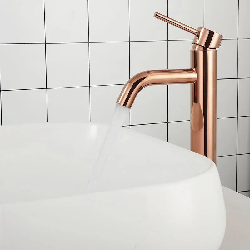 

Rose gold Bathroom Basin Faucet Single Hole Single Handle Cold And Hot Mixer Tap Bathroom Sink Brass Tap