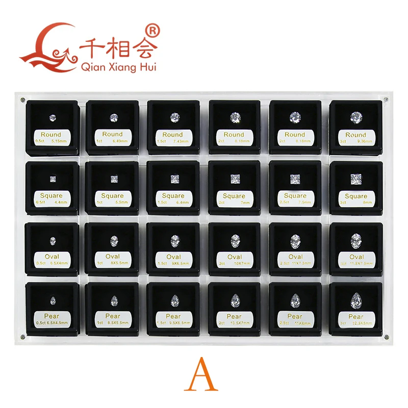 8  shapes of cubic zirconia loose 1-5 carat weight size set display tools box   diamond tester master set