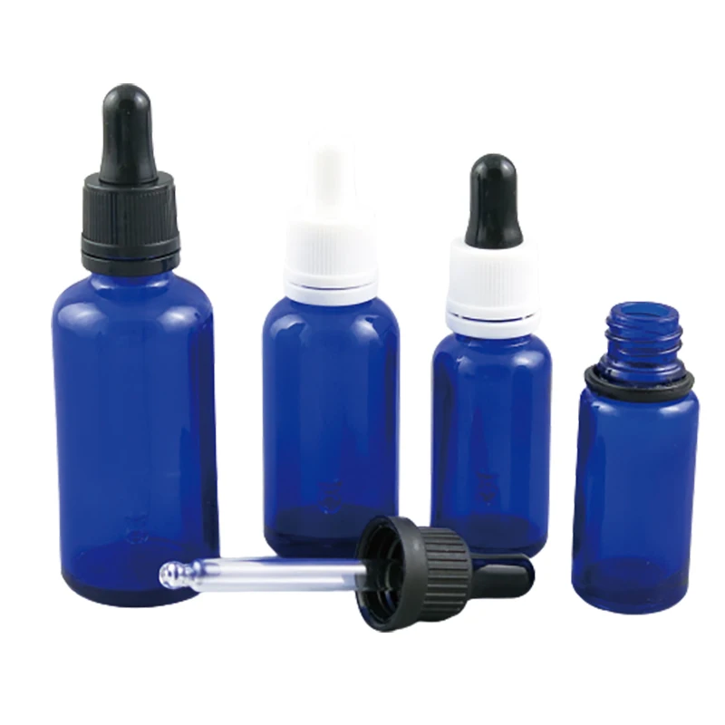 

200 x Refillable E-liquid Glass Dropper Bottles Cobalt Blue Oil Glass Piepette Dropper Container 5ml 10ml 20ml 30ml 50ml 100ml