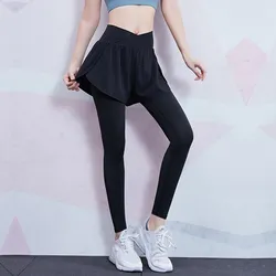 Vansydical joga legginsy damskie 2 w 1 bieganie rajstopy Femme rozciągliwe sportowe spodnie Fitness z podszewką