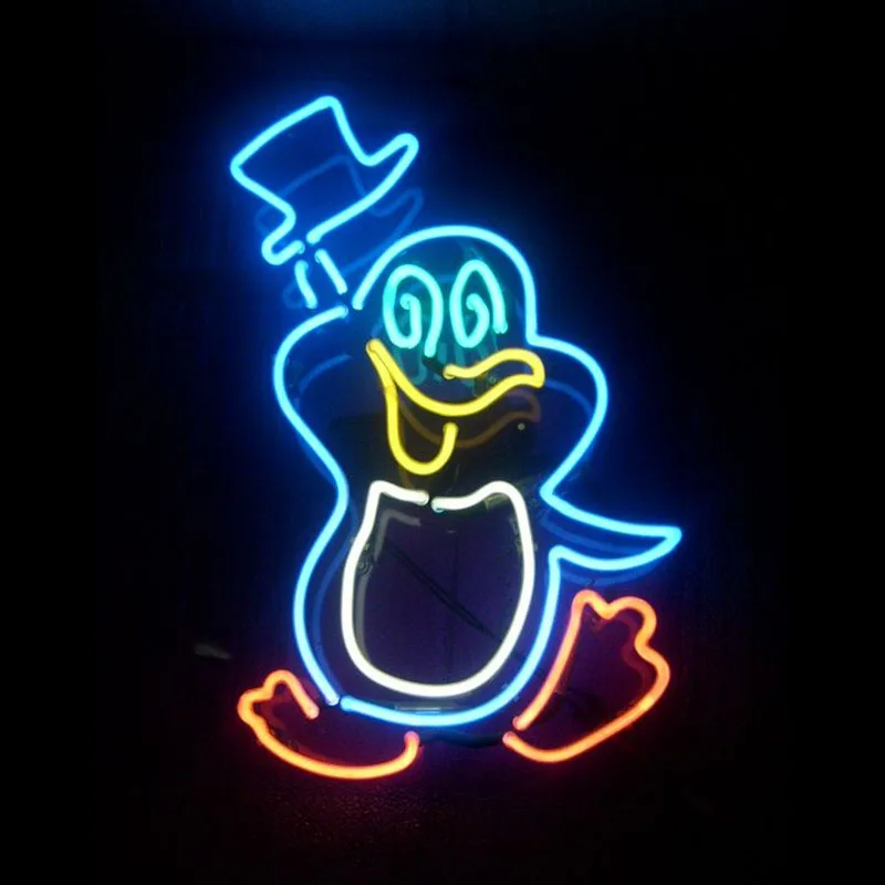 Neon Sign Dancing penguin with hat glass tubes resterant decorate Coffee Tea room light Home Hotel DISPLAY Impact Attract light