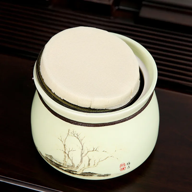 Ceramic Tea Storage Caddy Portable Sealed Tea Cans Porcelain Canister For Spices Dried Fruit Medicinal Materials Organizer Jars