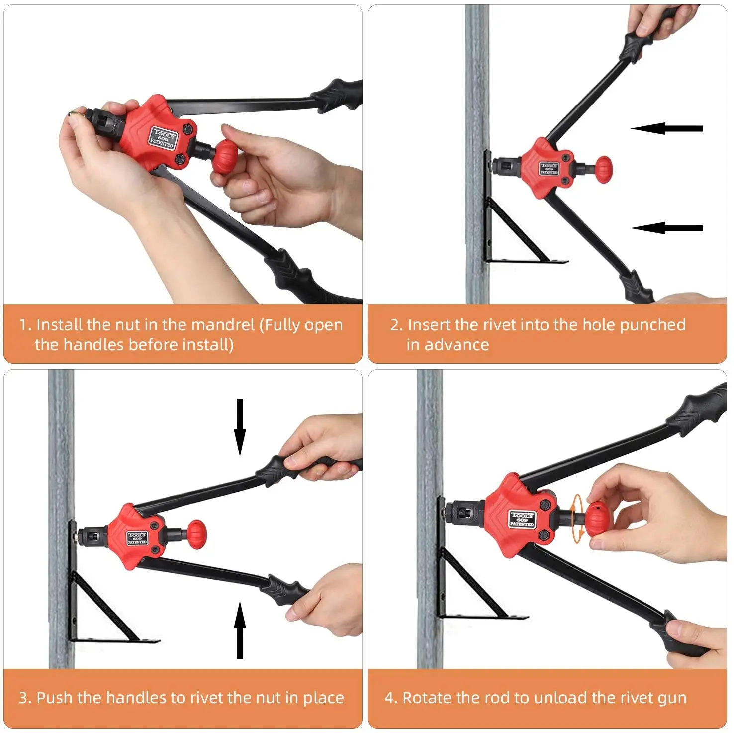 SUBAO Hand Rivet Nut Gun Insercing Mandrel Hand Rivet Gun Core Pull Nut Gun untuk Rivet M3 M4 M5 M6 M12