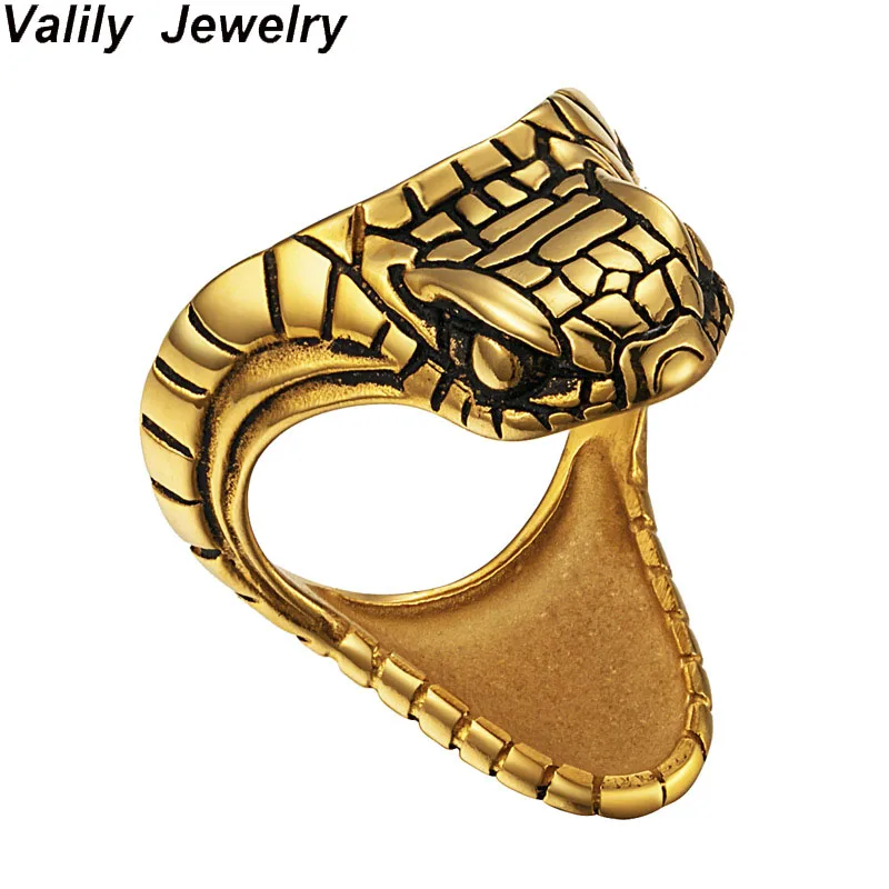 

Valily Men's Punk Cobra Snake Ring Factory Price Stainless Titanium Steel Punk Metal Animal Fashion Jewelry for man