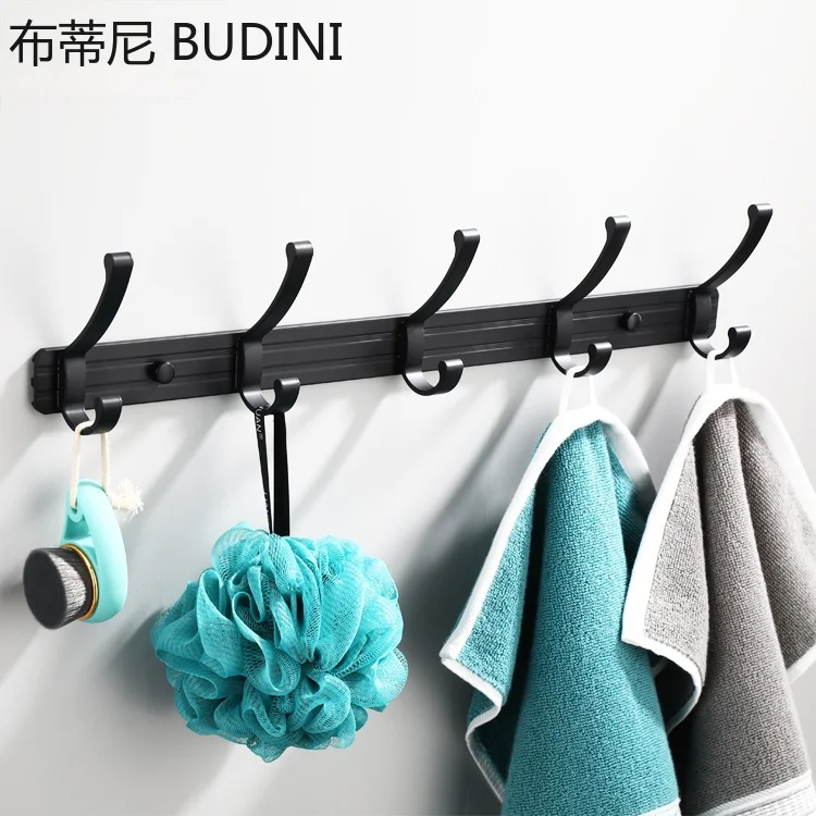 Punch Space Aluminum Kitchen Wall Hooks Bathroom Accessories Clothes Coat Hook Towel Hanger Door Bathroom Hardware Multifunction