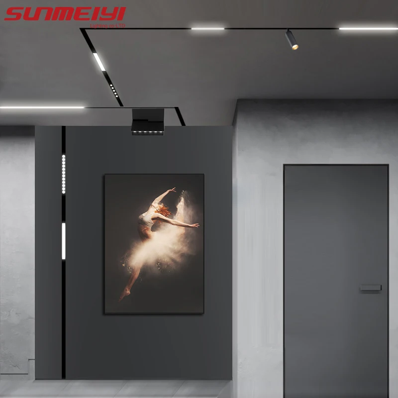 Moderne Track Verlichting Systemen Set Plafond Ingebed Magnetische Track Lichten Led Spotlight Armatuur Lineaire Spoor Rail Verlichting Deco