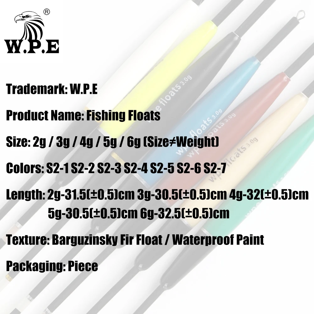 W.P.E Brand 3pc/lot Fishing Float Barguzinsky Fir Floats Size 2-6g for Carp Fishing Buoy Bobber Fishing Light Floats Multicolor