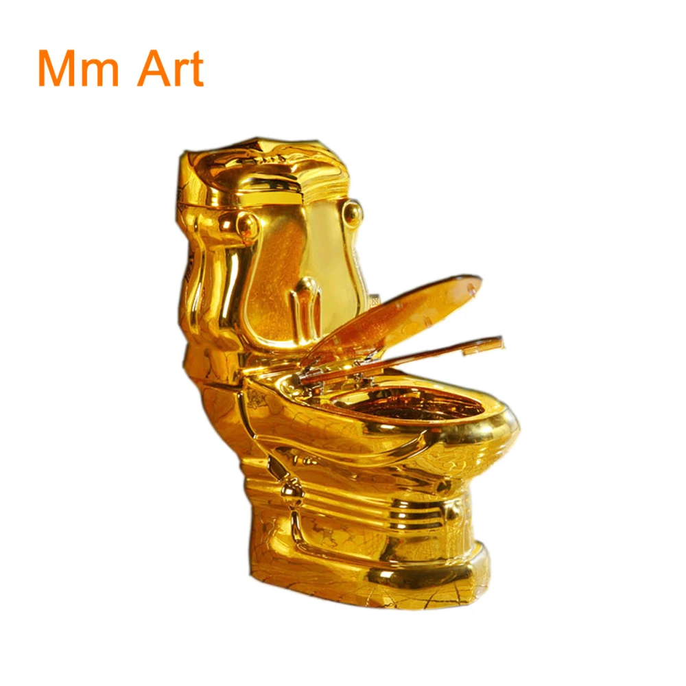 Electroplating bathroom European style wc ceramic floor mounted s trap gold two pieces toilet