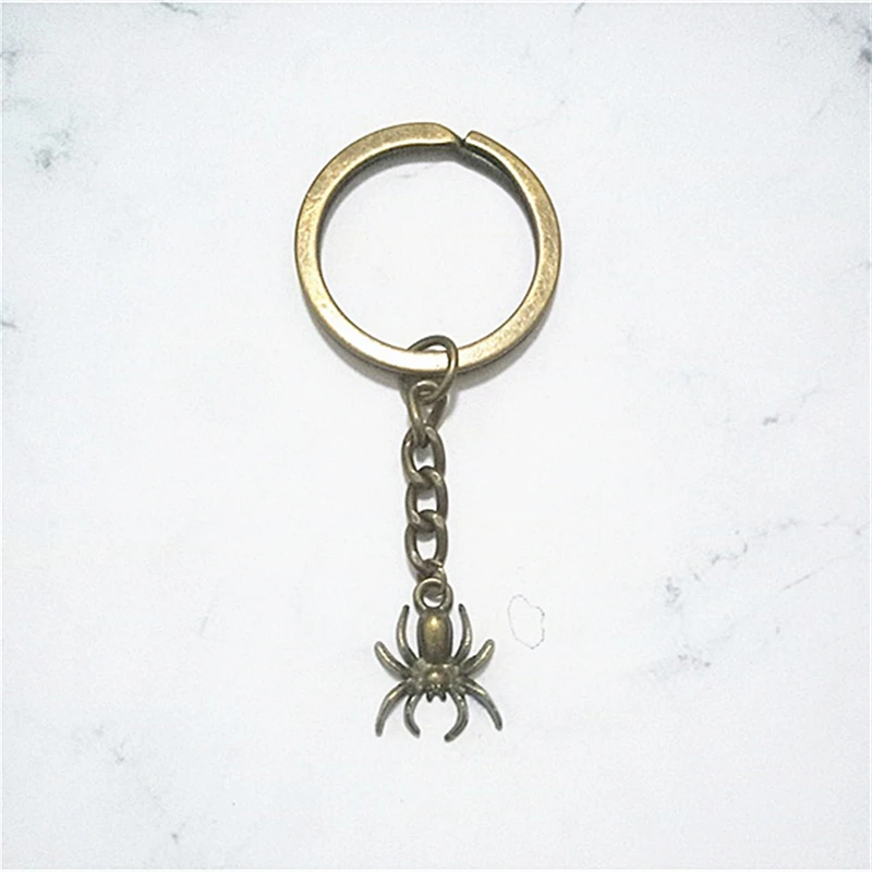 Bronze Color Keychain Spider Key Chain Ring Insect Keyholder Halloween Gift Spider Jewelry