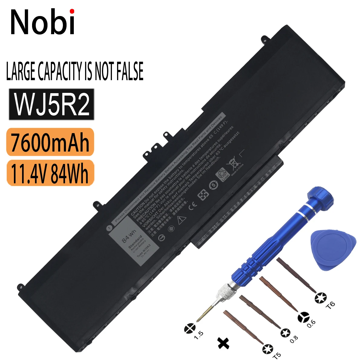 

Nobi 11.4V 84Wh WJ5R2 4F5YV Laptop Battery Replacement for Dell Precision 3510 Series Latitude E5570 P48F001 P48F002 P48F Tablet