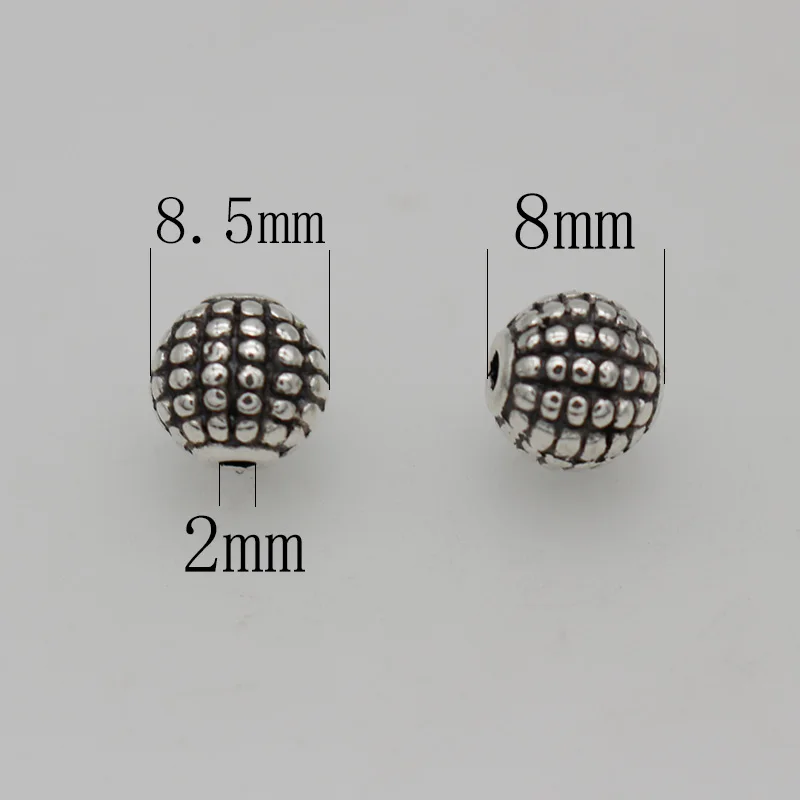 30pcs/lot Retro Antique Silver Color Dots Round Loose Beads 8.5mm Manual Metal Prayer Yoga Spacer Beads DIY Jewelry Accessories