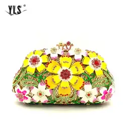 Women Luxury Rhinestone Clutch Purse Fashion Flower Crystal Evening Bags Cocktail Wedding Party Handbag For Prom Event