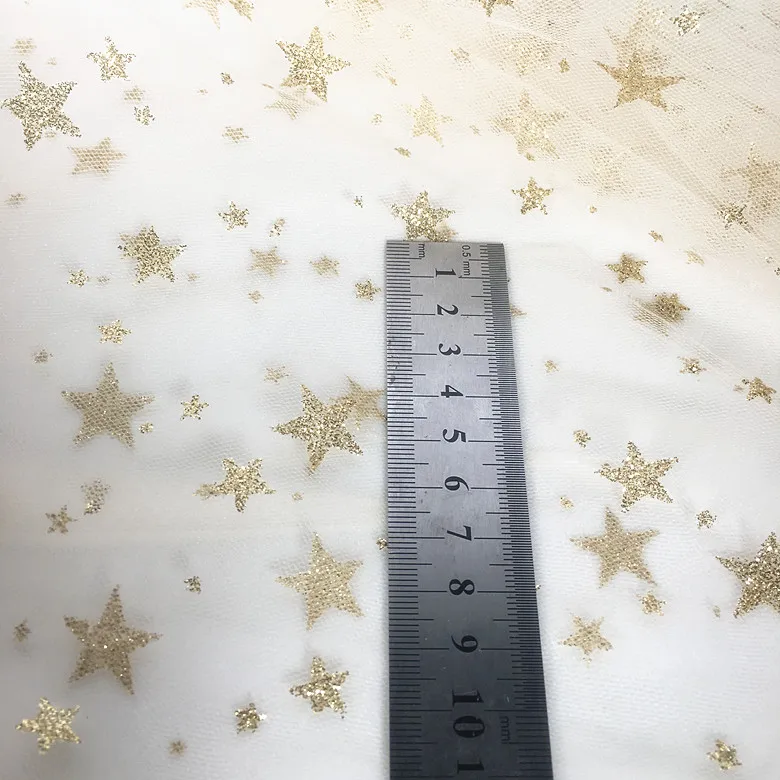 1Meter/lot 150cm wide quality golden/silver hot stars shiny mesh lace fabric wedding dress stage skirt decoration fabric SC577