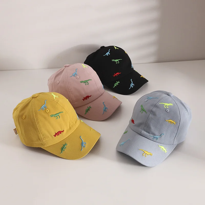 Korea Children\'s Hat New Cartoon Dinosaur Embroidered Cap Trend Big Eaves Sun Shading Baby Baseball Caps Casual Kids Visors