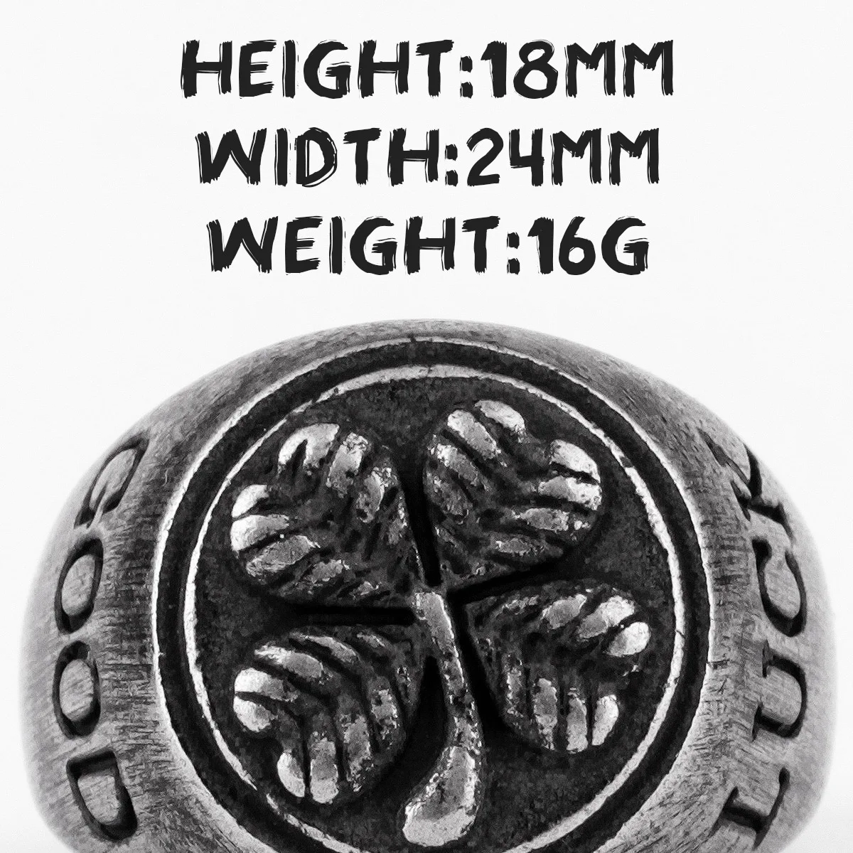 Good Luck Four Leaf Clover Retro Old Black Stainless Steel Mens Rings for Women Male Boy Biker Jewelry Creativity Gift Wholesale