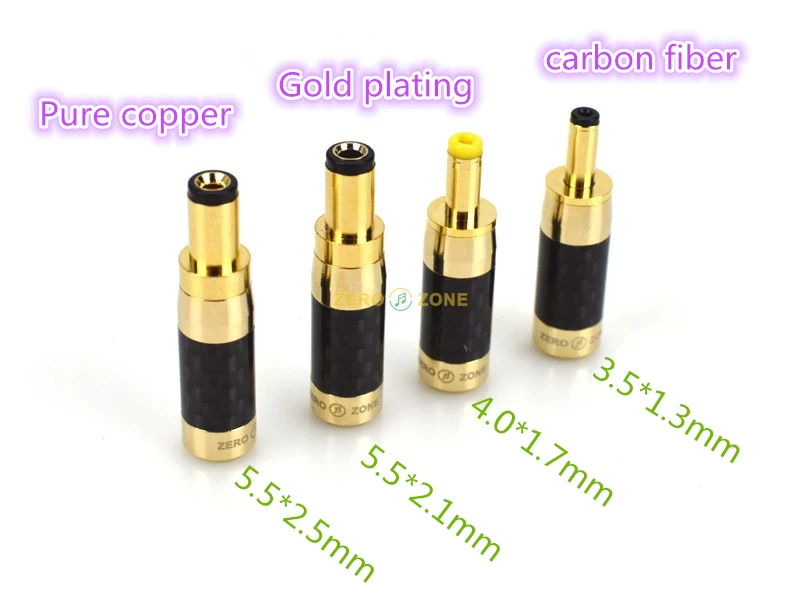 

Free Shipping 1PCS Pure copper plated gold fiber carbon fiber DC plug 5.5*2.5mm 5.5*2.1mm for Linear Power Output Line DIY