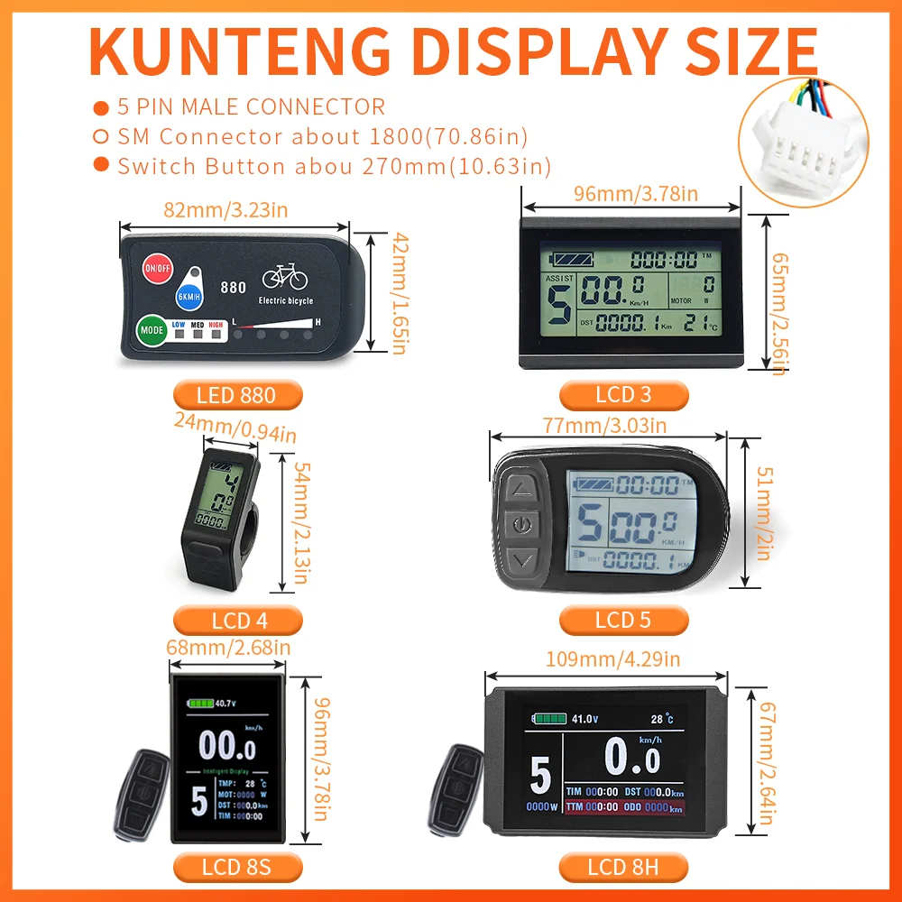 Ebike KT Controller and LCD LED Display 36V/48V 250W-1500W Hub Motor LCD3 LCD4 LCD5 LCD8 Electric Bicycle Bike Parts