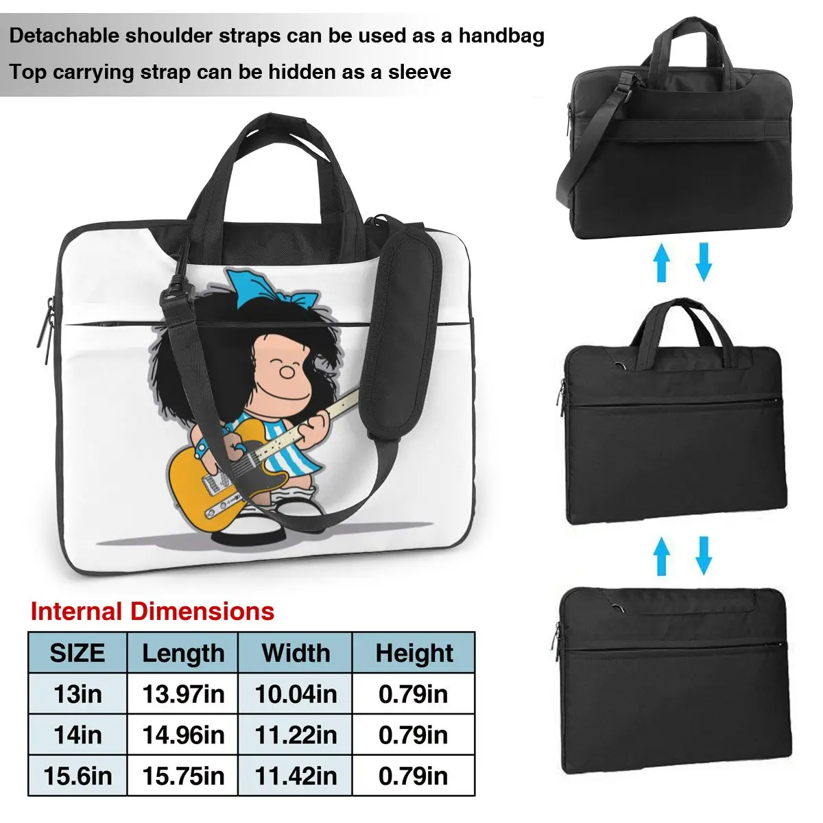 Mafalda Laptop Bag Case Protective Vintage Computer Bag Bicycle Crossbody Laptop Pouch