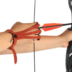 Leather protection glove for archery, 3 finger hand protection, for compound bow competition, crossbow, hunting accessory