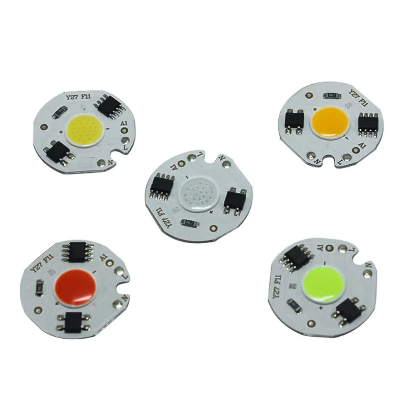 1-10pcs 3W 5W 7W 10W 12W LED COB Chip AC110V/ 220V Smart IC Driver Lamp bulb RED Green Blue Light Source For DIY Light Spotlight