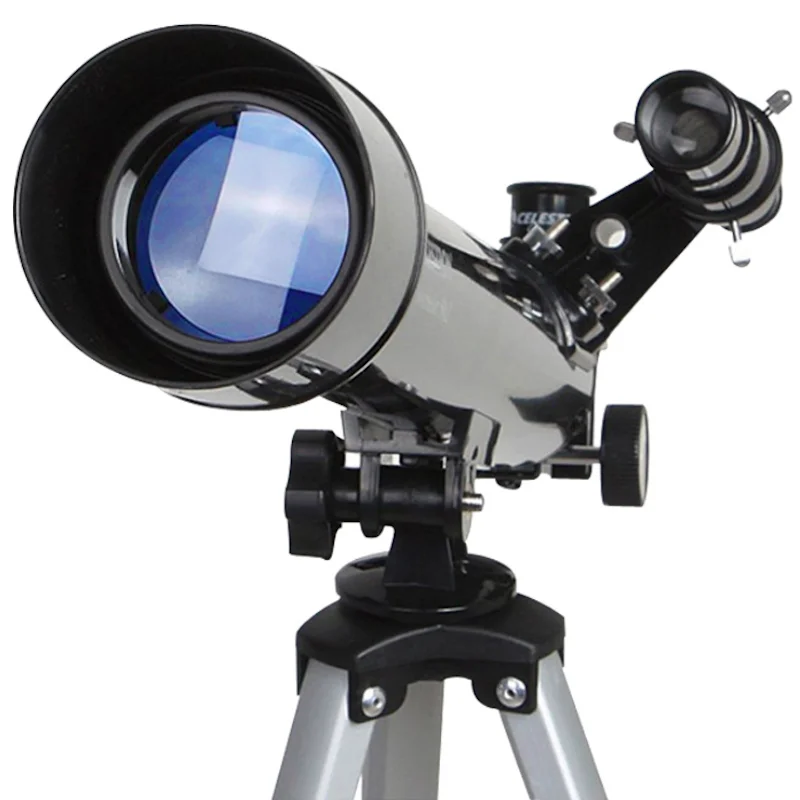 Celestron teleskop astronomi 50AZ, braket Theodolite Horizontal refraktif, braket aluminium, 50/600mm