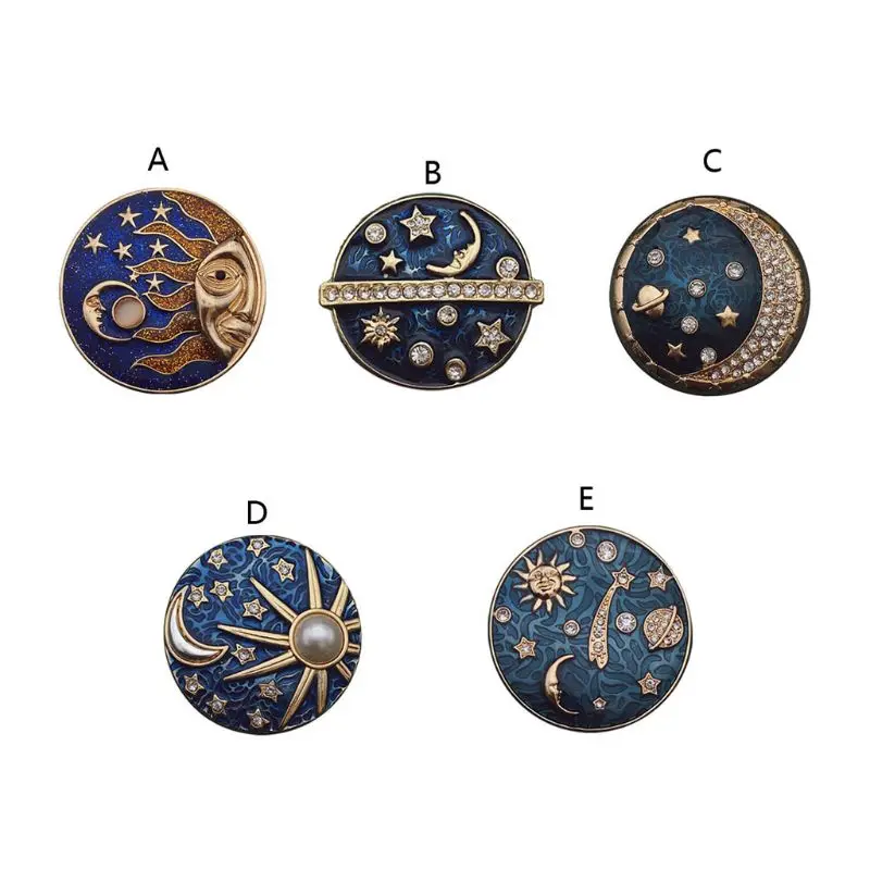 Sky Blue Star Moon Sun Star Galaxies Badge Pins Starry Sky Planet Brooch Pins