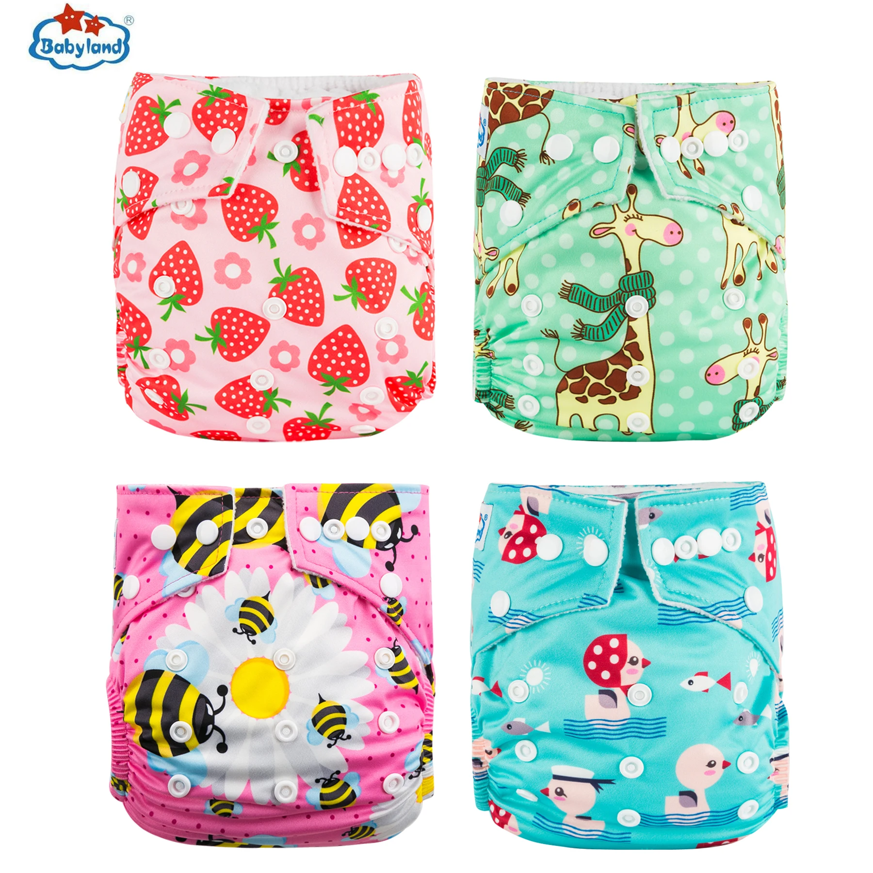 Babyland 4 Stks/set Baby Doek Luier Pocket Luier Waterdichte Luier Covers Microfleece Innerlijke Nappy Shell Verstelbare Maat 3-15kg