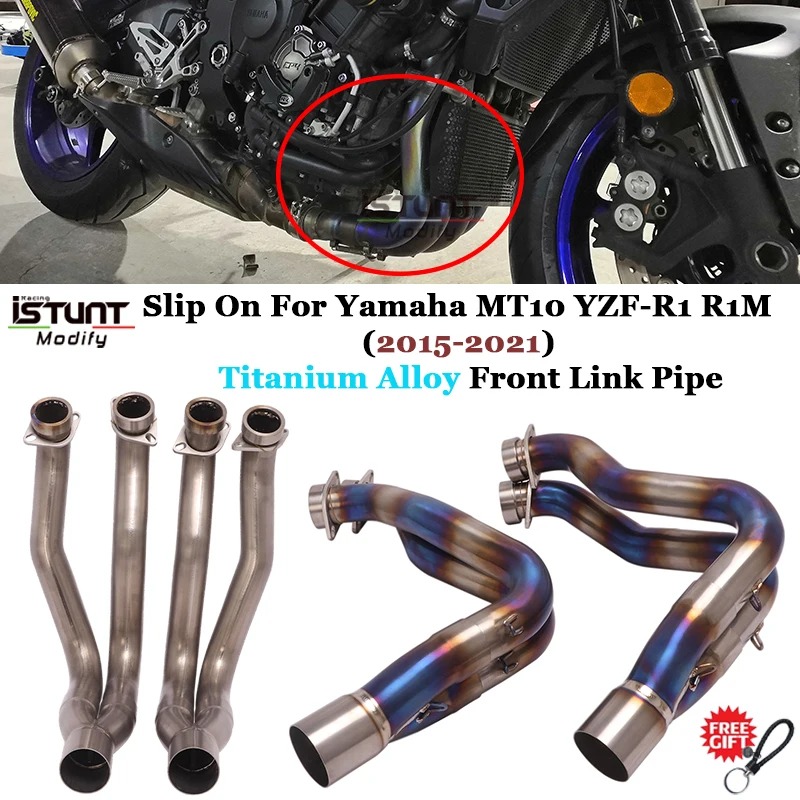 Titanium Alloy Slip On For Yamaha MT10 YZF-R1 R1M 2015-2020 2021 Modifed Escape Motorcycle Full System Exhaust Front Link Pipe