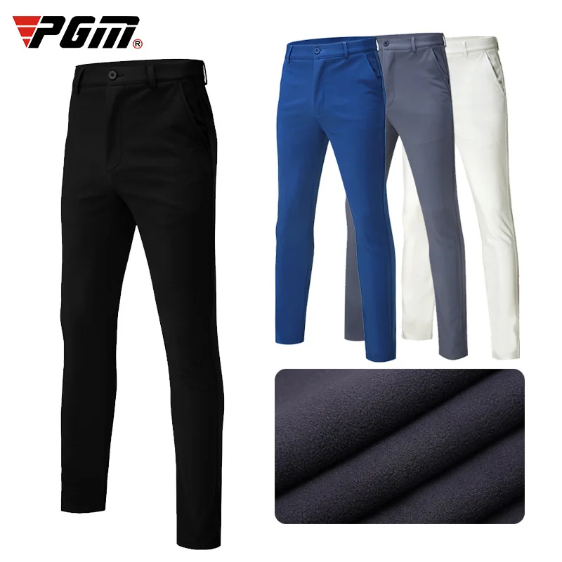 PGM Autumn Winter Waterproof Men Golf Trousers Thick Keep Warm Windproof Long Pant High Elastic Tennis Clothing