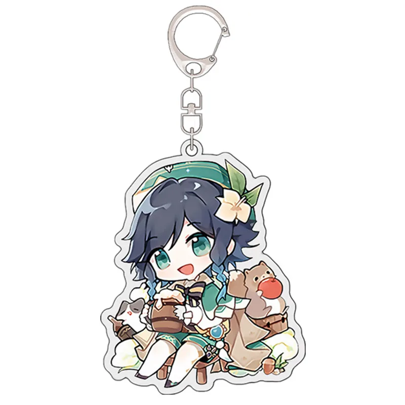 Game Impact Diluc Ragnvindr Barbatos Venti Cosplay  Keychain Badge Accessories Key Chain Cartoon Pendant