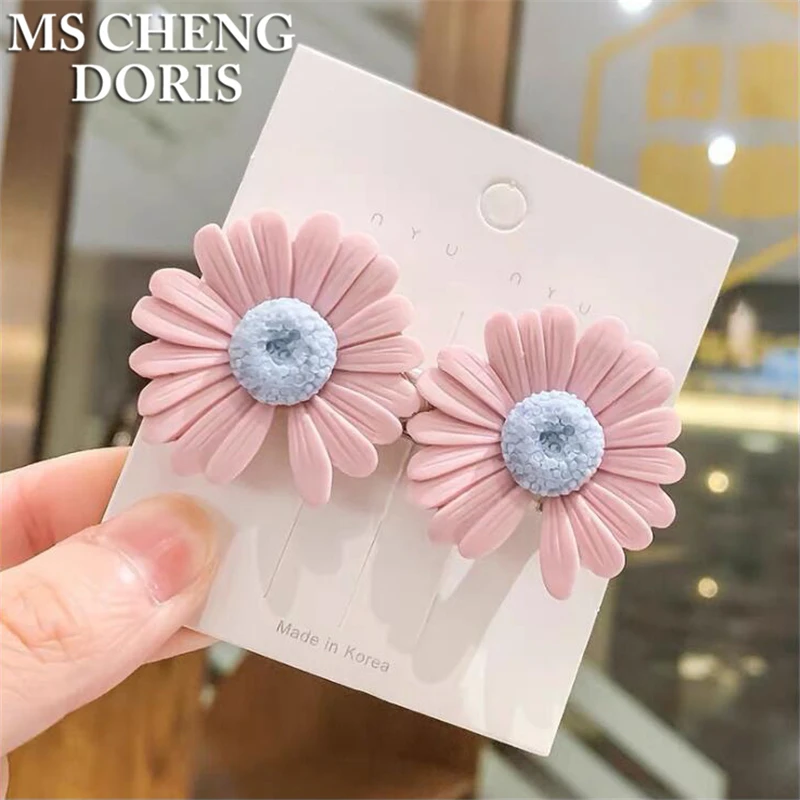 Resin Daisy Flower Hairpins Colorful Flower Headdress Kids Hair Side Bangs Pins Women Hair Clips Hair Accessories