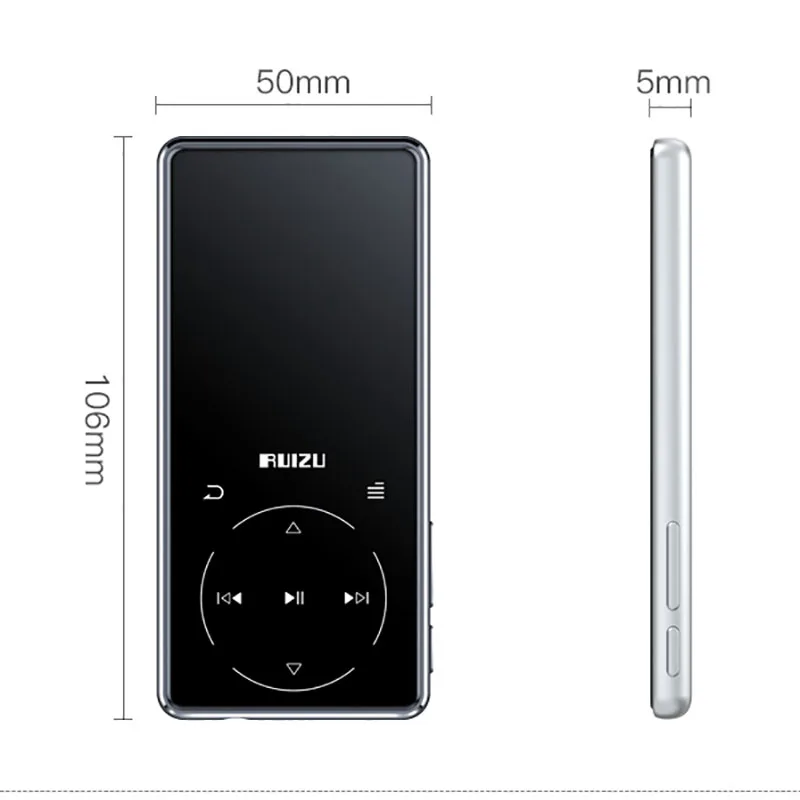 Ruizu D16 새로운 메탈 블루투스 MP3 플레이어 FM 라디오 음성 녹음기, 전자책, 휴대용 무손실 음원 플레이어가 내장된 스피커