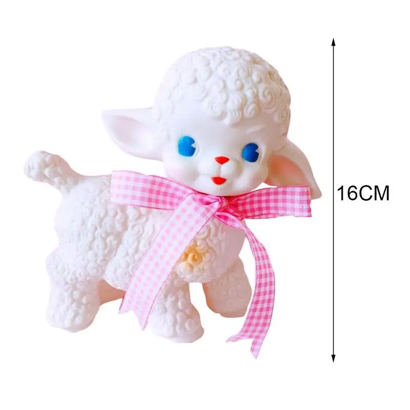 Retro klassische Gummi Schaf Puppe süße Mädchen Schatz Stimme Tier Geschenk Modell Lamm statische Schreibtisch Zimmer Wohnaccessoires Ornamente – Detail 14