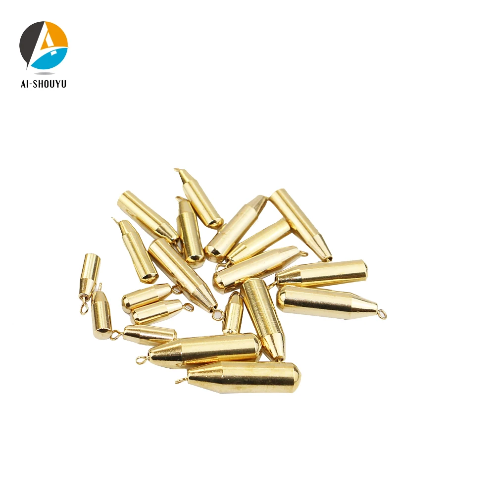 

AI-SHOUYU 5pcs/bag 1.8g 3.5g 5g 7g 10g Brass Bullet Drop Shot Sinkers For Texas Slider Sea Snag Lead Pike Chub Fishing Tackle