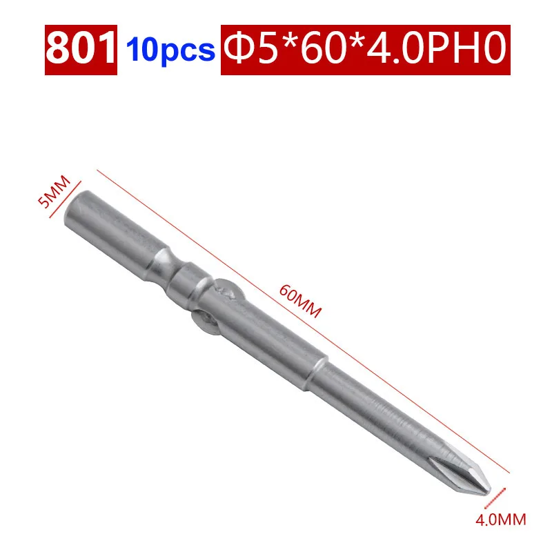 10 teile/los 801 Elektrische Schraubendreher bit 60mm Länge Runde Schaft Magnetische Phillips Kreuz schraube fahrer Bits set PH00 PH0 PH1 PH2 – Detail 19